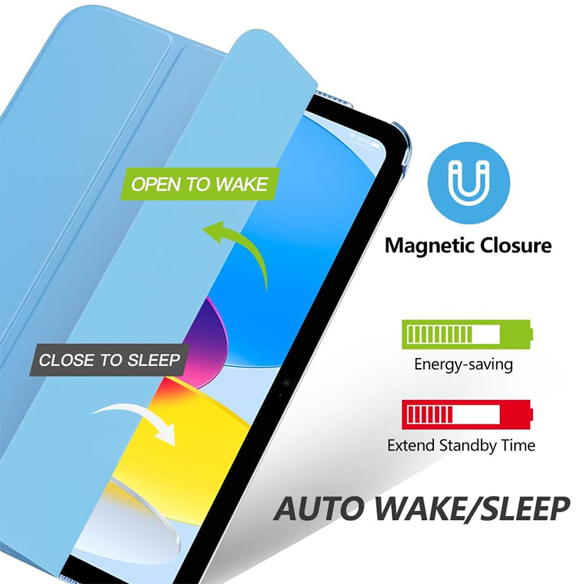 10th Gen iPad Case-Smart Cover Case for iPad 10th Gen 10.9 inch 2022, Support Touch ID, Auto Wake/Sleep